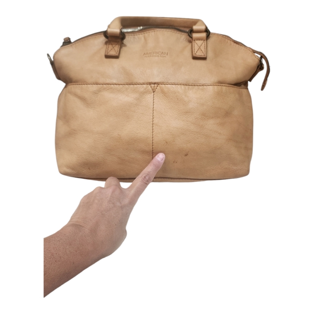 American Leather Co. Tan 100% Leather Purse Handbag Satch - Picture 3 of 14